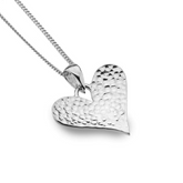 Sterling Silver Handcrafted  Hammered Heart Pendant Necklace